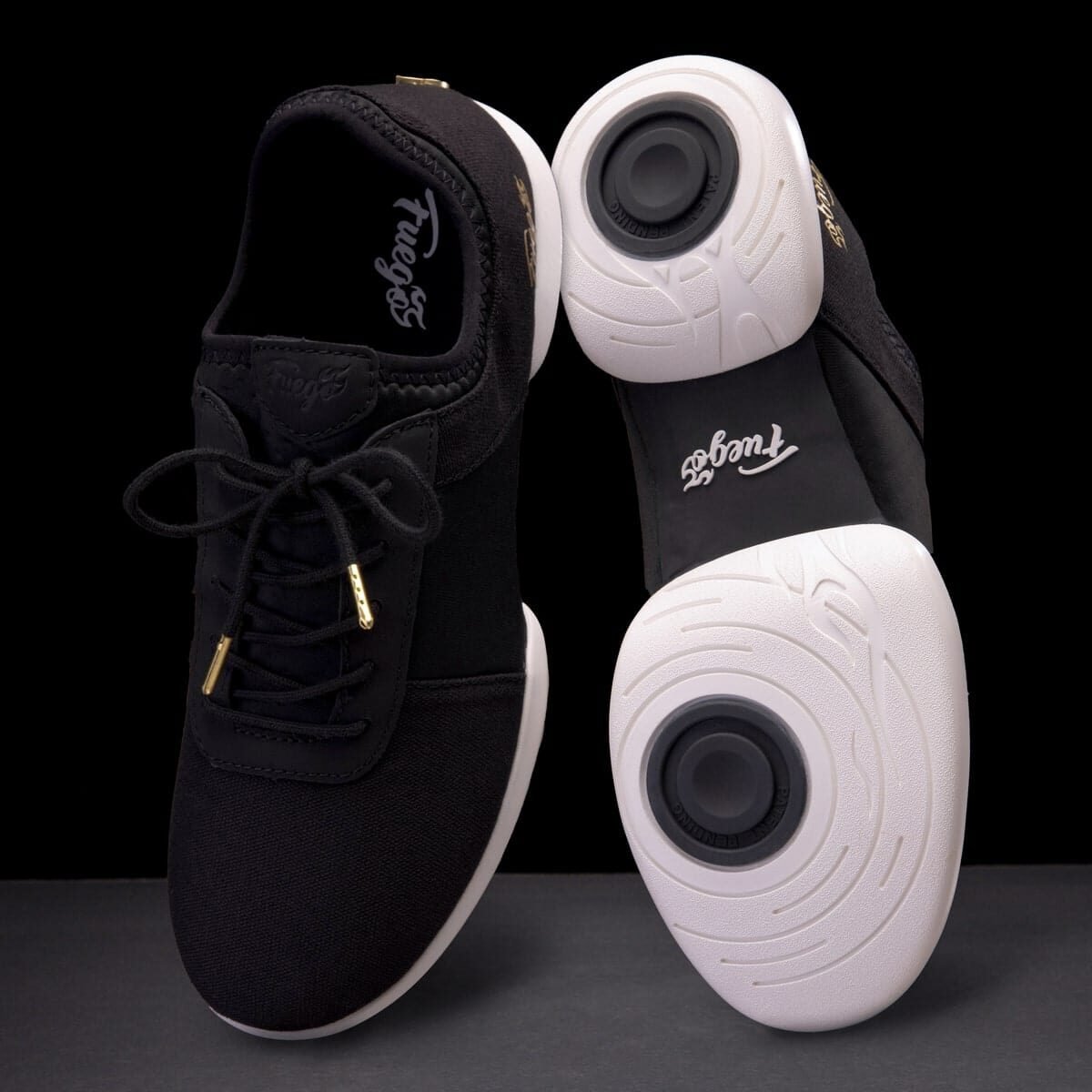 SS-BLK: Fuego Split Sole sneaker - Black w/white sole - Bilde 9