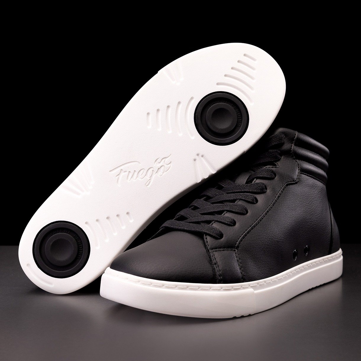 HT-BLK: Fuego High Top unisex dance sneaker - Black w/White sole
