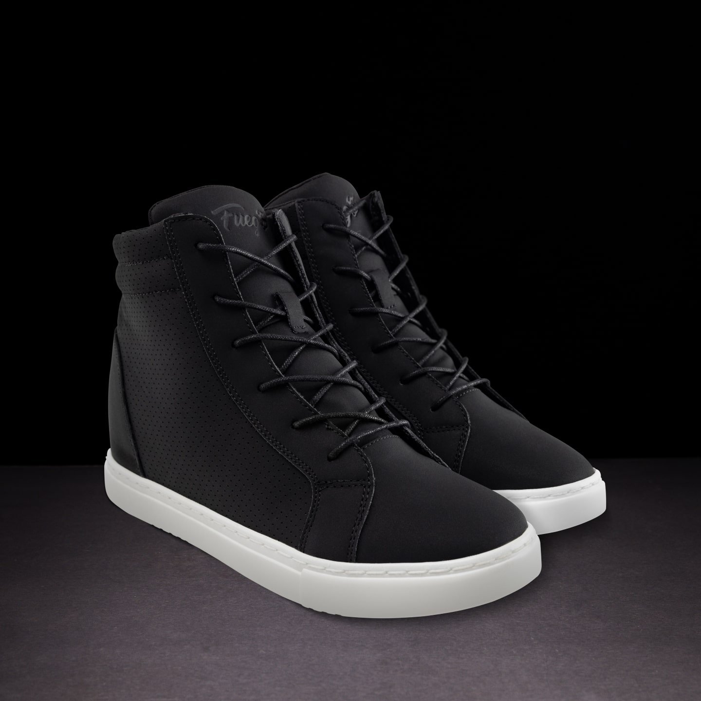 WD-BLK: Fuego Wedge sneaker - Black w/white sole - Bilde 7