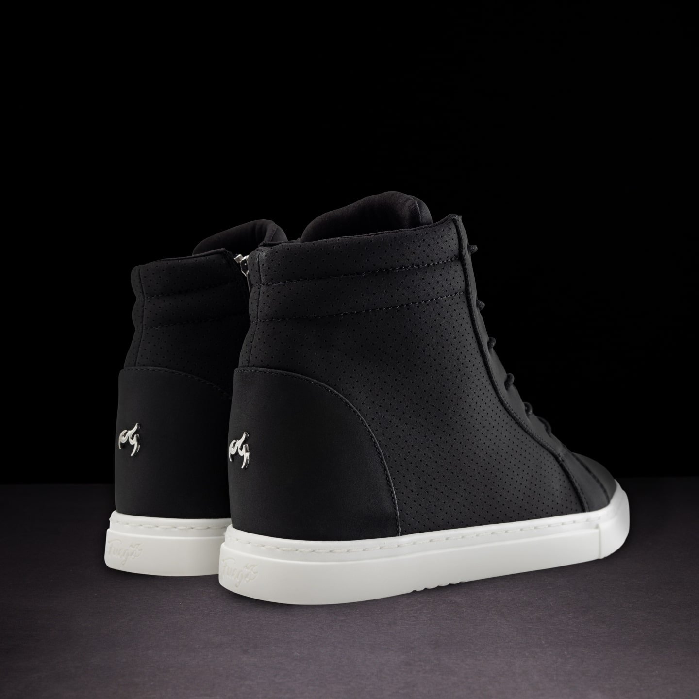 WD-BLK: Fuego Wedge sneaker - Black w/white sole - Bilde 9