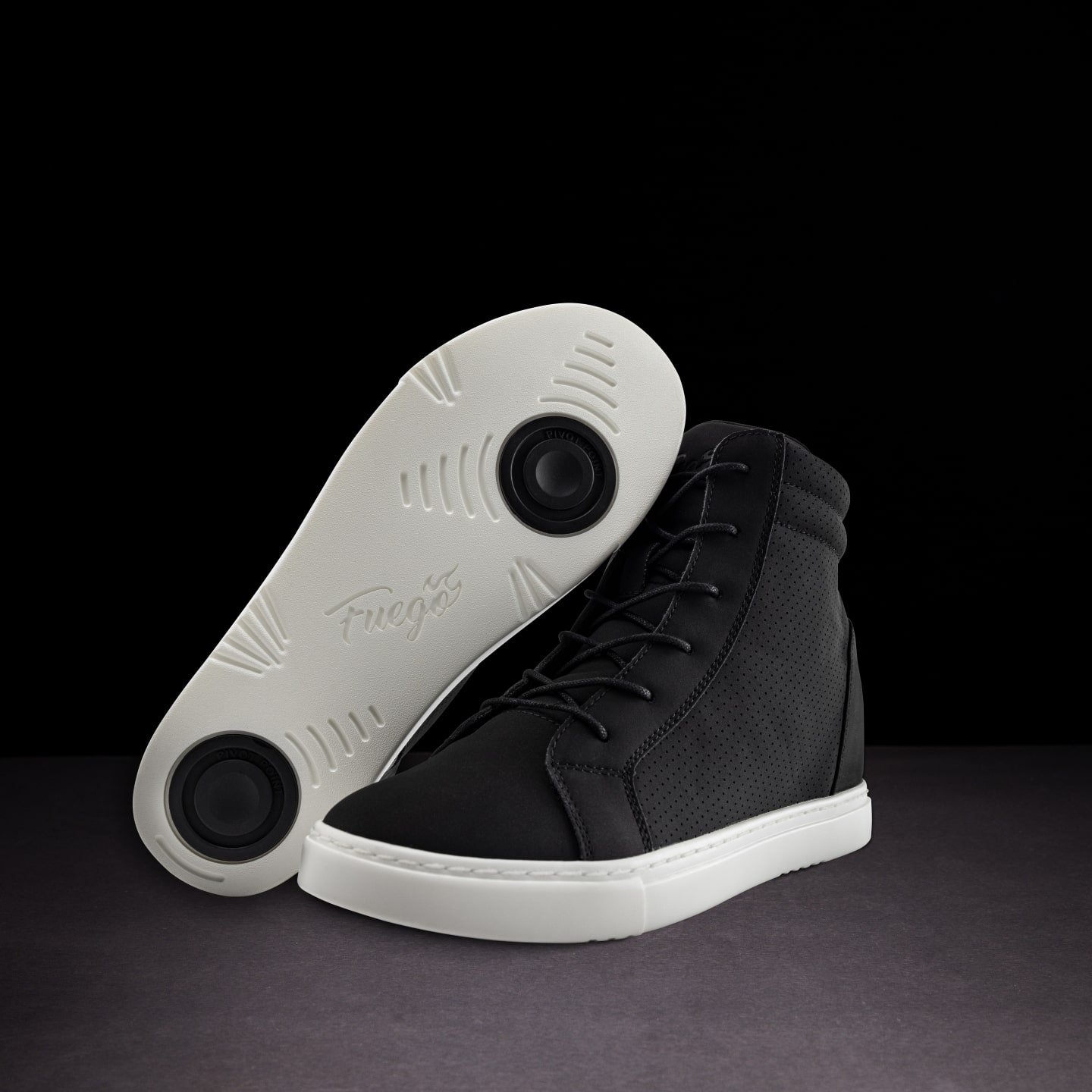 WD-BLK: Fuego Wedge sneaker - Black w/white sole