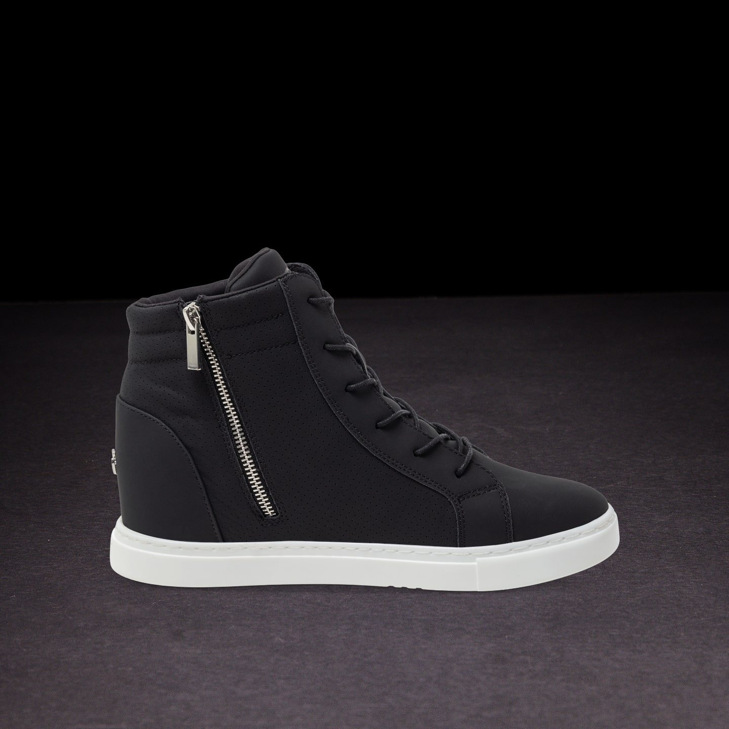 WD-BLK: Fuego Wedge sneaker - Black w/white sole - Bilde 13