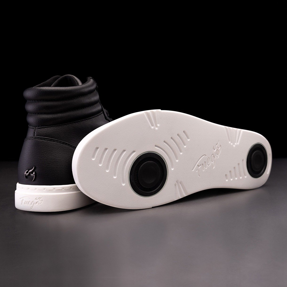 HT-BLK: Fuego High Top unisex dance sneaker - Black w/White sole - Bilde 14