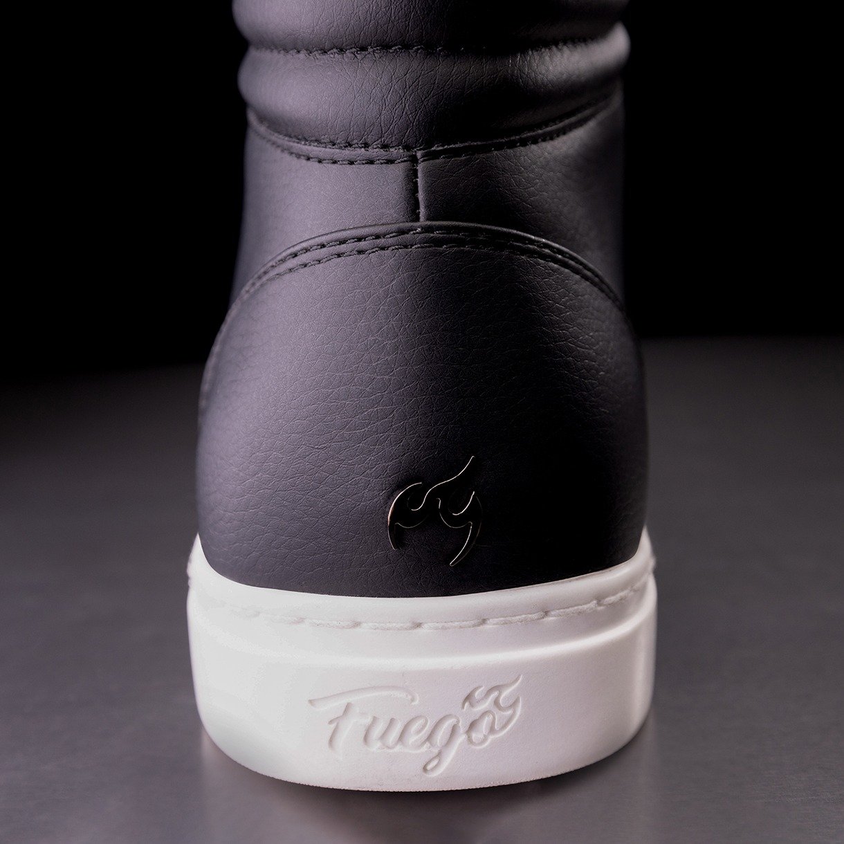 HT-BLK: Fuego High Top unisex dance sneaker - Black w/White sole - Bilde 5