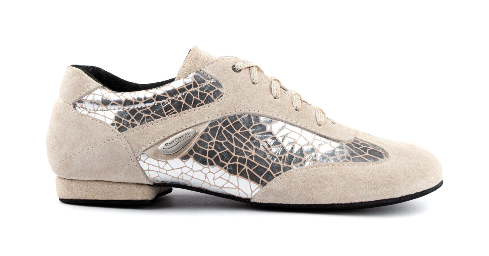 PD08 Fashion: PortDance Female Sneaker – Silver Craquelê Suede Sole - Bilde 3