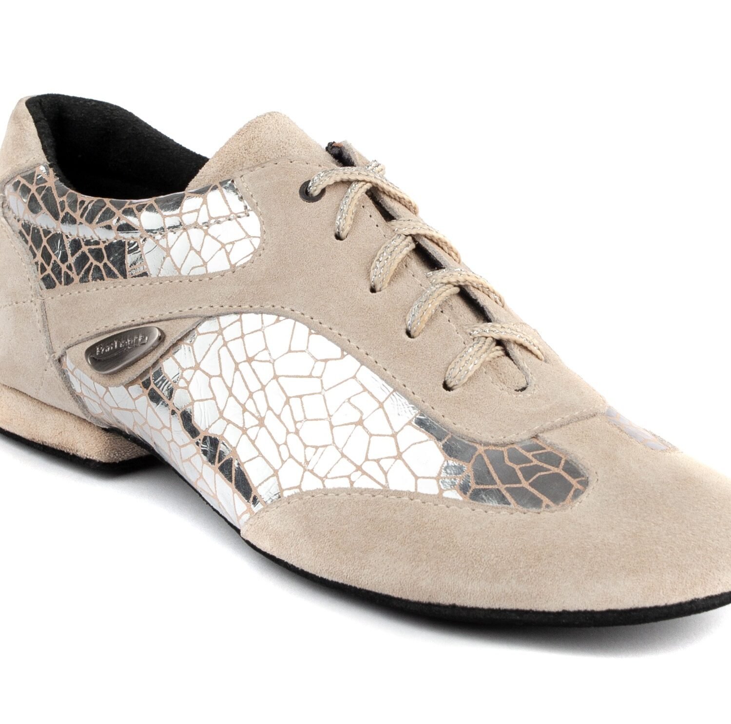PD08 Fashion: PortDance Female Sneaker – Silver Craquelê Suede Sole