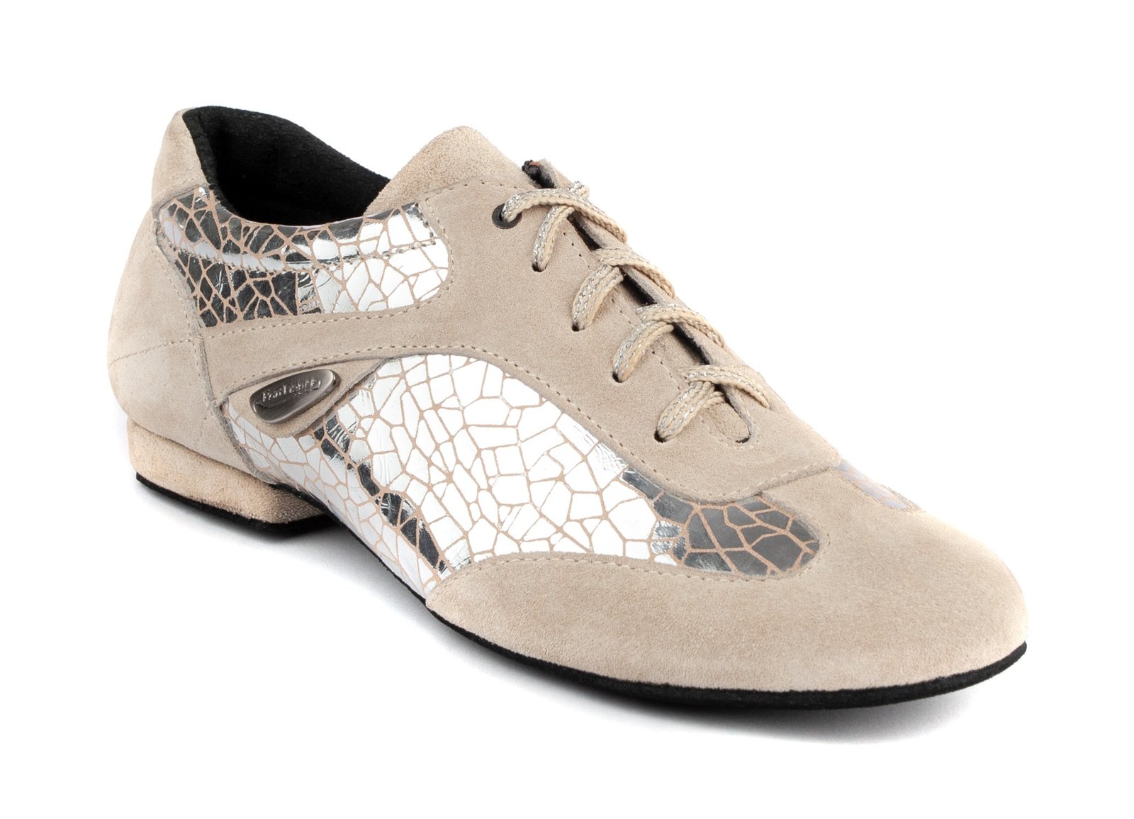 PD08 Fashion: PortDance Female Sneaker – Silver Craquelê Suede Sole